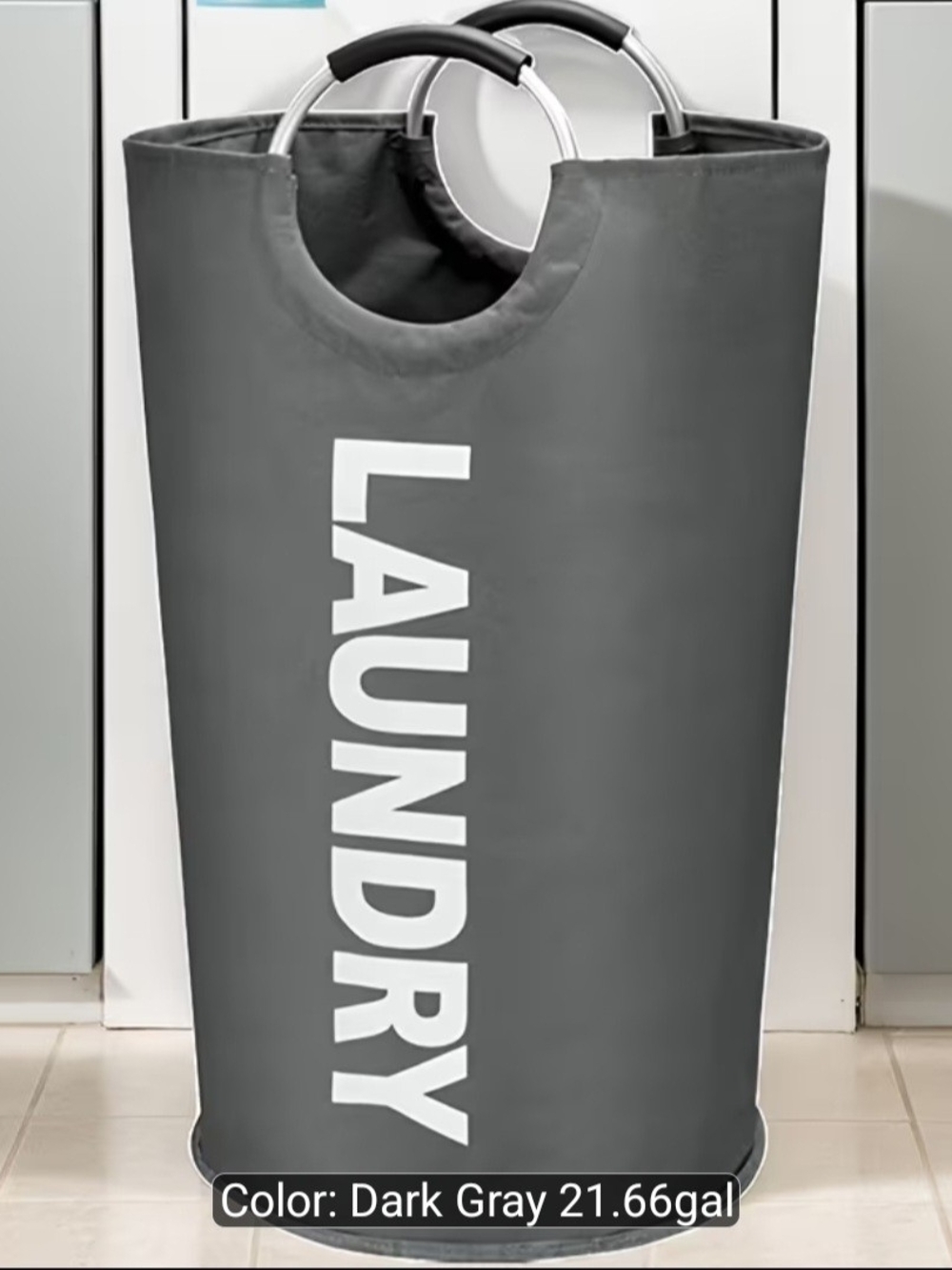 Gray Laundry Hamper with Handles - Modern Tall Laundry Basket